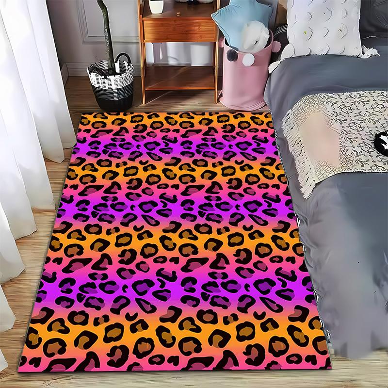 

Colorful Leopard Print Carpet with Gradient Orange and Purple Background Design Suitable for use as an anti-slip for room and bedroom sofas 40x60cm( 15x23in )