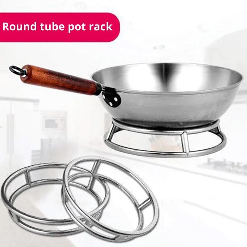 1pc Stainless Steel Round Shape Kitchen Pot Support Steamer Rack Heat Resistant Steaming Rack Organizer Stand Kitchen Accessorie