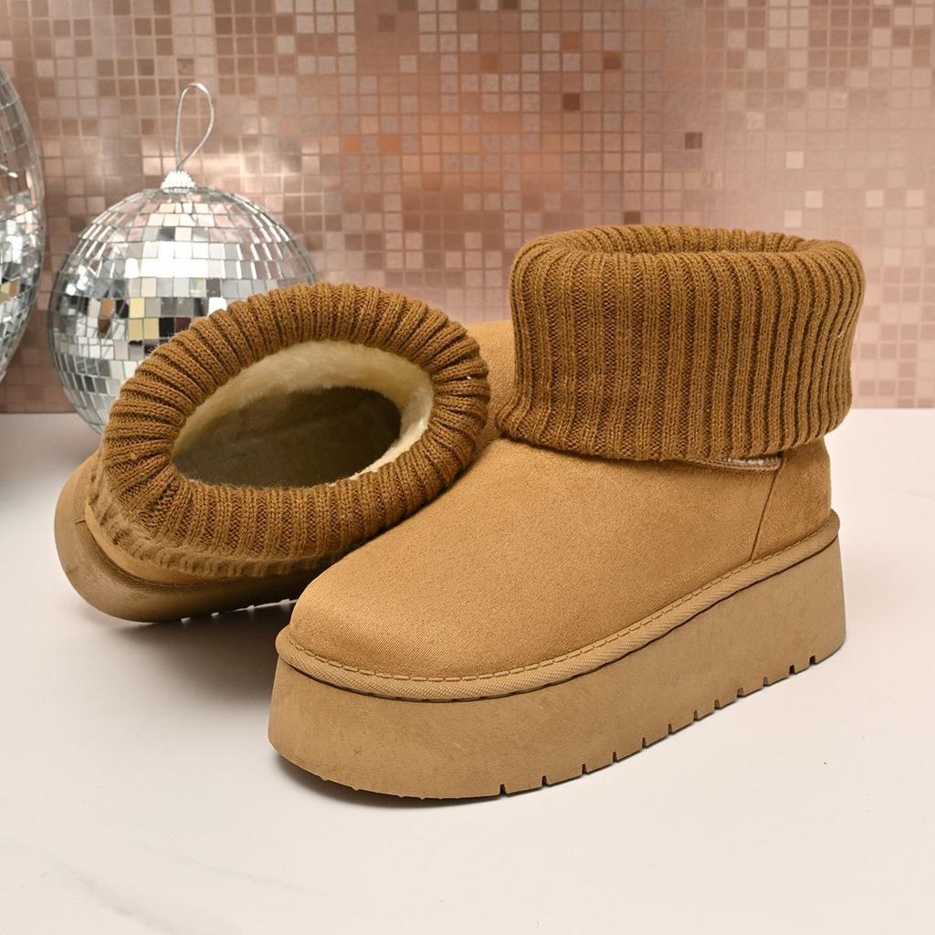 Thick-soled Stacking Socks Cover Snow Boots Women's 2025 Autumn New Medium Tube Retro Matte Height-increasing and Thin Women's Boots