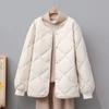 Women's Collarless Diamond Lattice Light Warm Short Winter Down Cotton Jacket