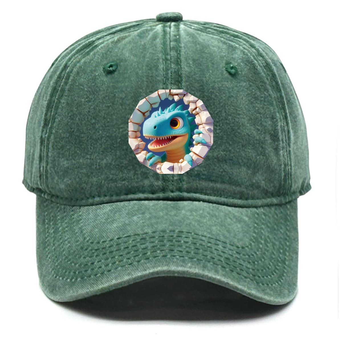 

Cartoon Dinosaur Print Snapback Sun Hat, Animal Dad Hat Cozy Sun Protective Slouchy Vintage-Inspired Adjustable Baseball Cap as the picture зелений