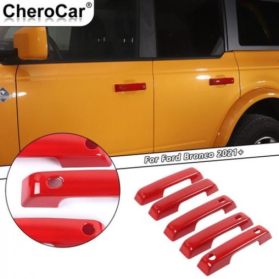 For Ford Bronco -2025 Exterior Door Handle Trim Cover Accessories Red 5PCS