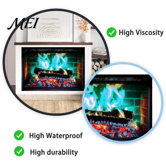 Decorative Glass Cover Fireplace Flame Wall Decal, Vintage European Background Sticker, Self-Adhesive Indoor Outdoor Art Waterproof Mural for