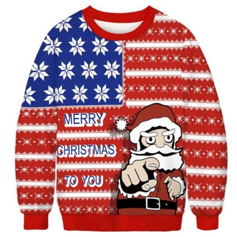 3D-печать свитер с круглым вырезом Рождественский большой размер прилив мужские и женские пары новые свитера топы S