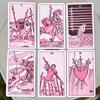 Rose Rider Tarot Deck 11*6.2cm in Tin Box - 78 Classic Vintage Pink Tarot Cards with Guidebook, Aesthetic Rose Pink