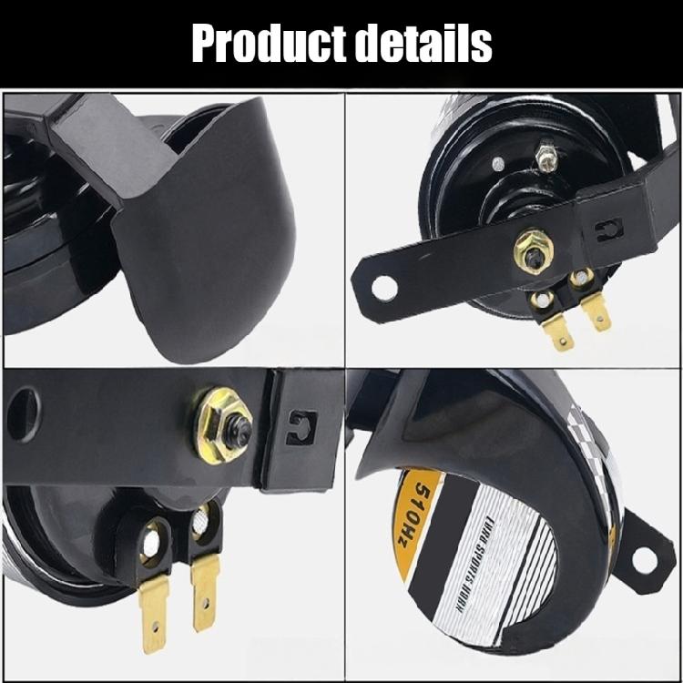 Motorcycle Car Double Tone 12V Snail Horn Strong All Metal Construction Penetrating Sound Emission Quick Installation