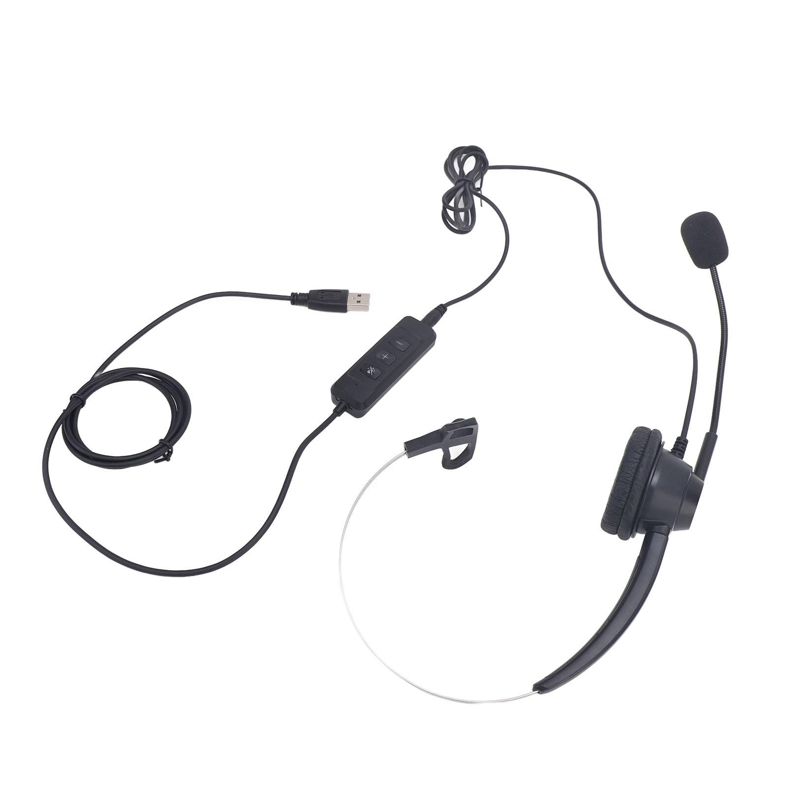 

Telephone Headset Black USB to USB C 3.5mm Corded Monaural Headset Support Speaker Volume Adjustment Noise Cancelling