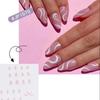 24pcs French False Nails Wave Design Fake Nails Summer Style Gradient False Nail Pink Purple Heart Flower Nail Art Tools
