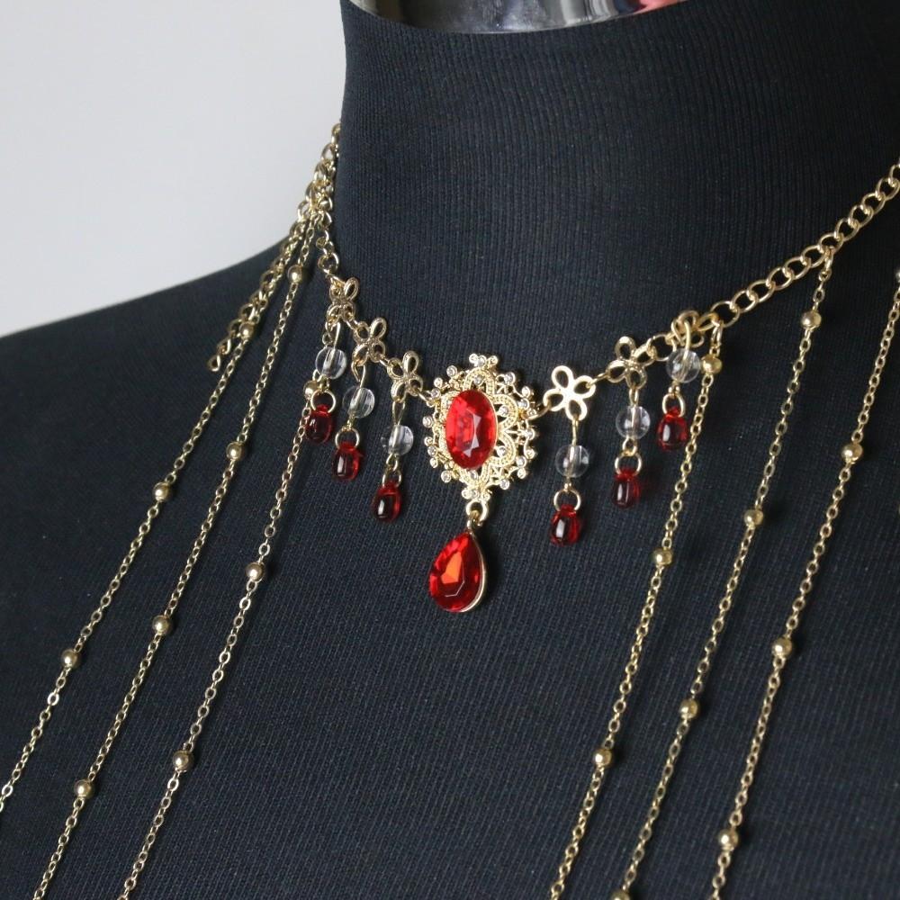 Tassel Chain Rhinestone Necklace Sparkling Shiny Choker Retro Clavicle Chain  Bridal