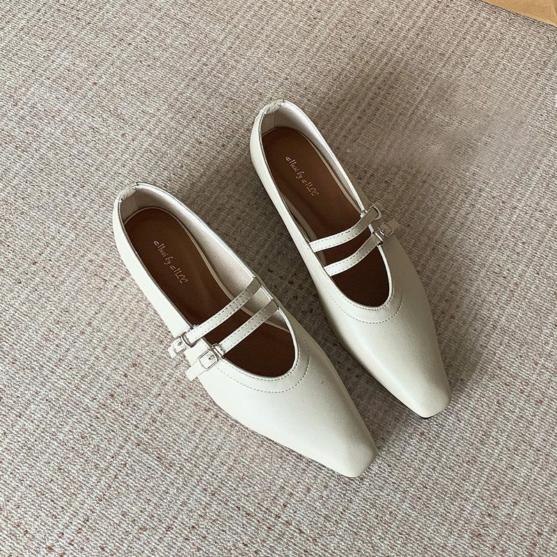 Fashion Pointed Toe Fashion Buckle Strap Women Mary Janes Shoes With Height Increasing Female Shallow Footwear Ladies Flats Shoes