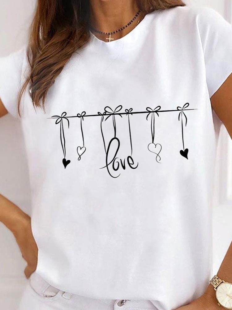 (Asian Size) sweet letter cute 90s Clothing Shirt Women Printed Lady Casual Short Sleeve T Tee Top Fashion Female Graphic T-shirts