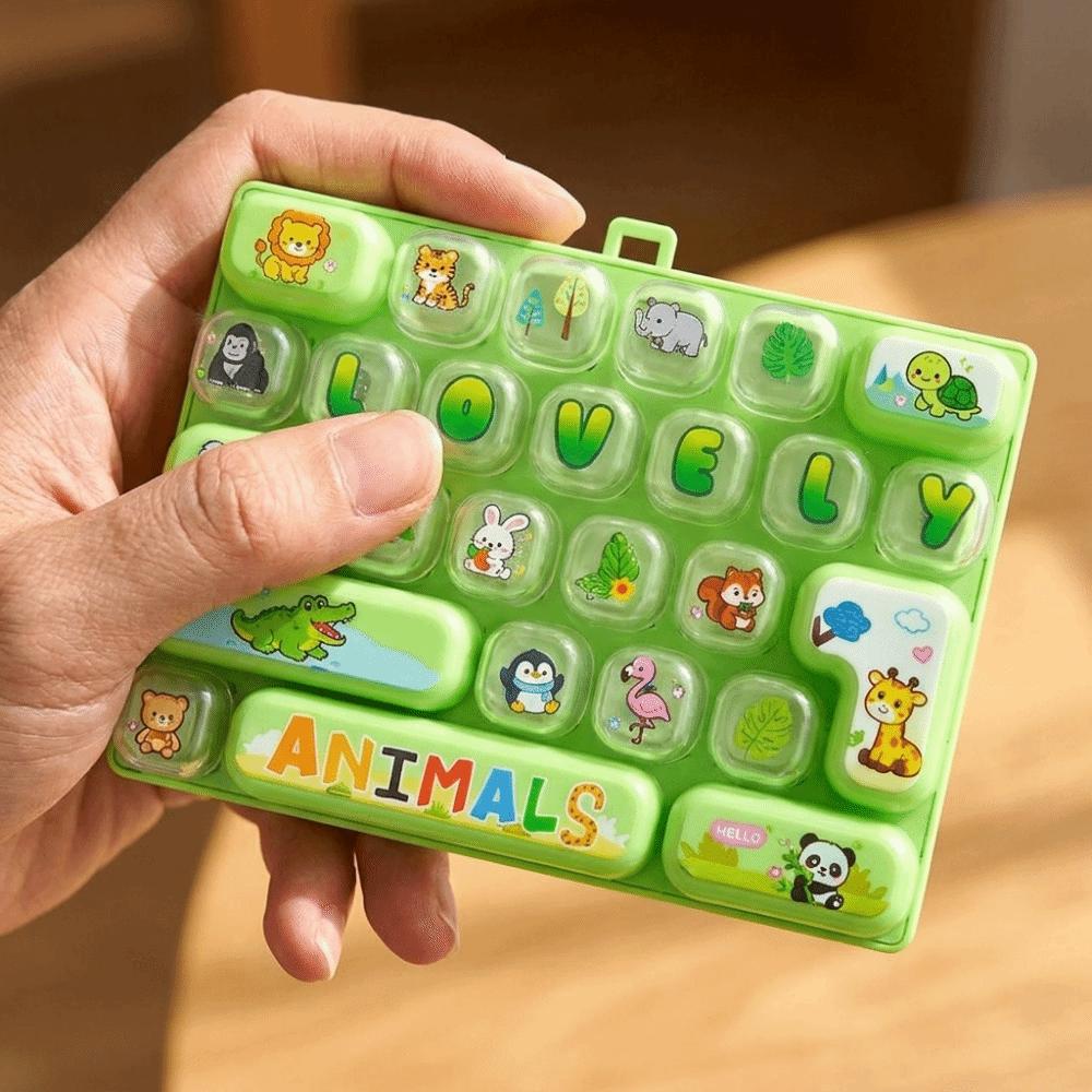 Cute 26 Keyboard Keychain 26 Grid Fidget Toy Funny Fingertip Button Keyring Office Use
