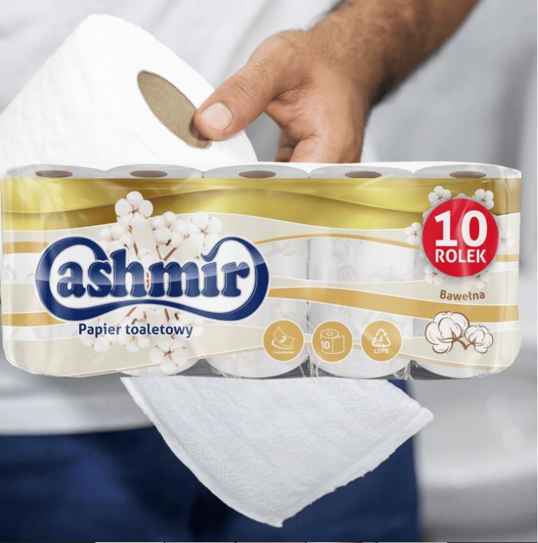 Cashmir 3-Layer Toilet Paper, 10 Rolls, Unscented & Durable