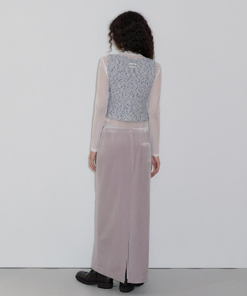 Obeodyupeulleeo Velvet Long Skirt_Silver