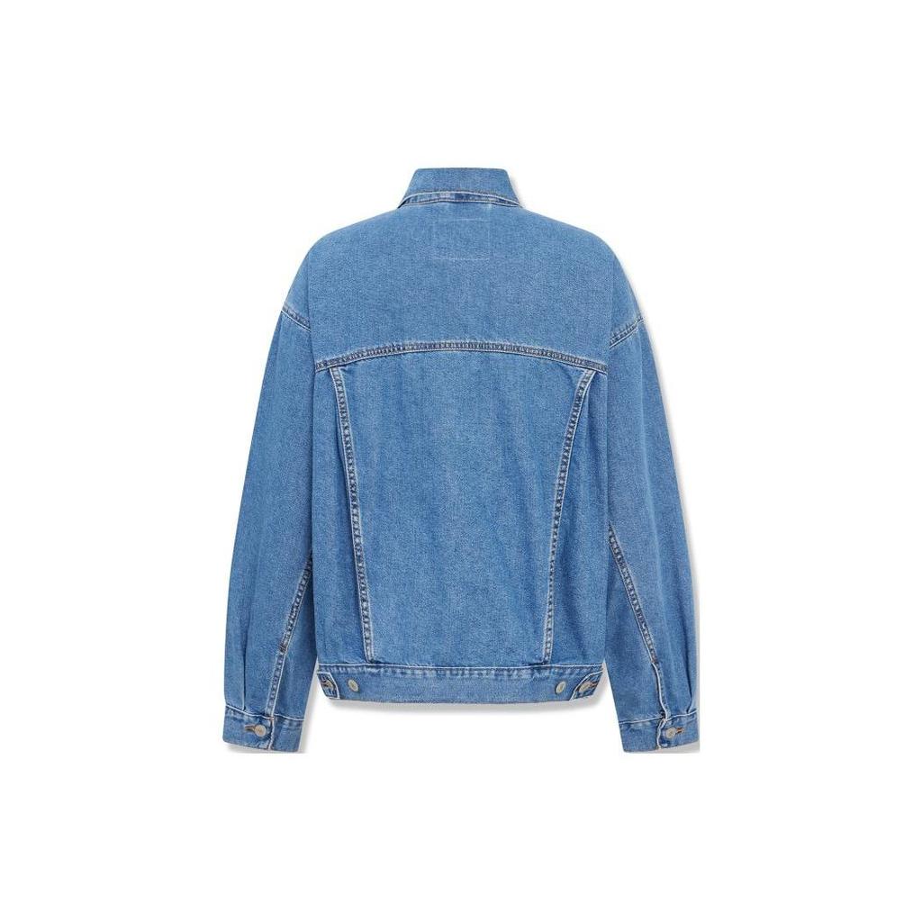 Levis Solid Color Single-Breasted Button Collar Long Sleeve Denim Jacket Women Jackets Blue A1743-0042