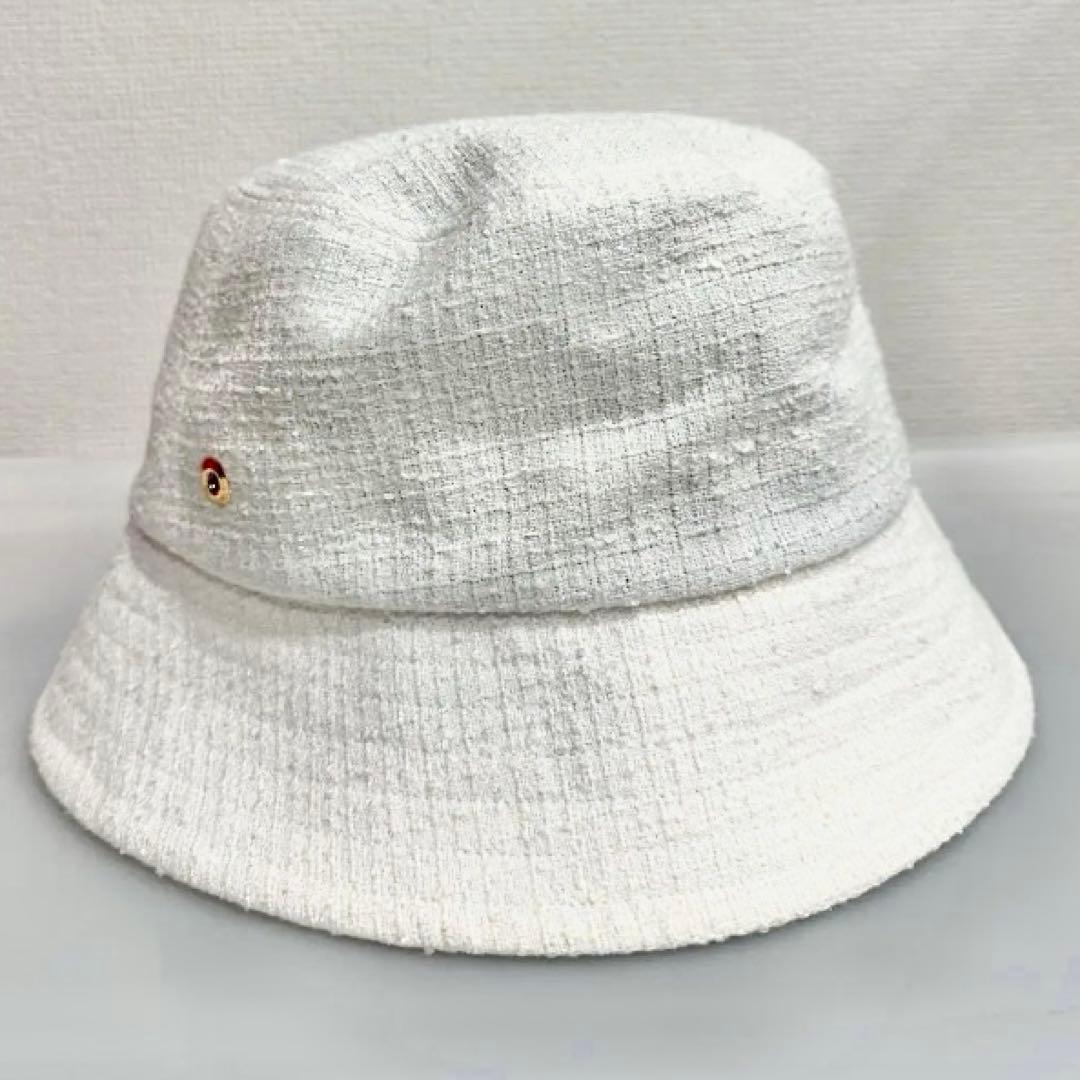 Used [Good condition] CA4LA (Kashira) Tweed style bucket hat White hat/Made in Japan