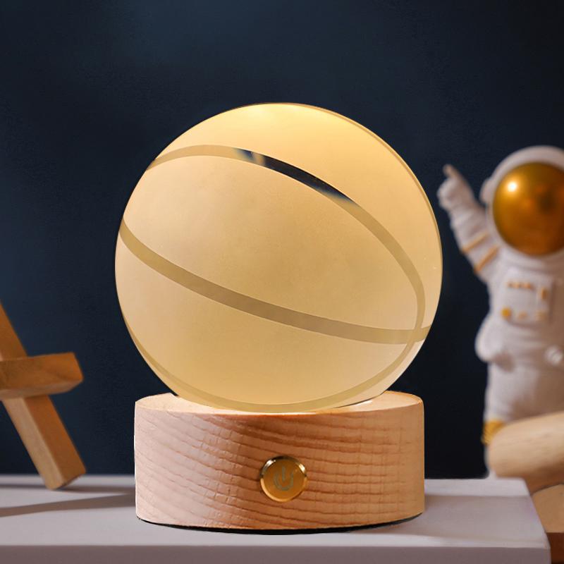 Crystal Ball Night Light - Football & Basketball Theme Desktop Ornament, Perfect Birthday Gift for Boyfriend