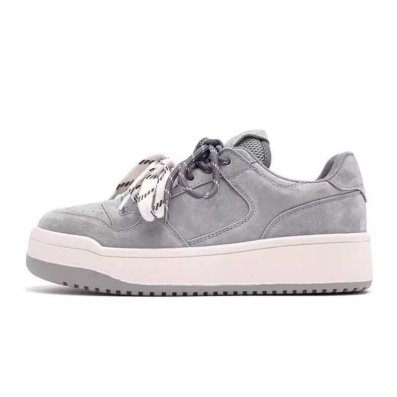 Soft leather versatile board shoes women's 2025 new popular spring and autumn heightening platform muffin shoes casual sports shoes