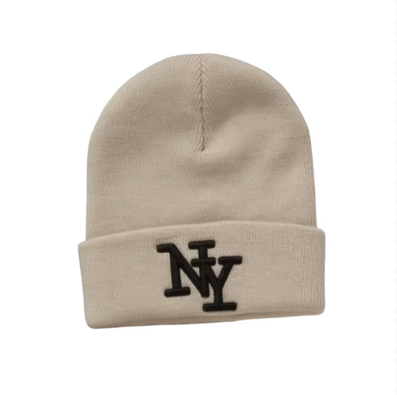 Autumn/Winter Unisex Knit Ski Beanie - Warm NY Wool Pull-On Hat