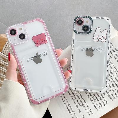 Cartoon Kaninchen Bär Brieftasche Fall für Iphone 14 13 Pro Max 11 12 Xr Xs X 8 7 Plus se2 Weiche Telefon Fall Abdeckung mit Foto Karte Tasche