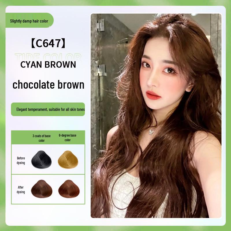 Matte Cold Brown Plant-Based Hair Dye Cream for Gray Coverage, No Bleach Needed, Unisex, DIY at Home.