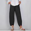 Women's High Waist Loose Fit Cotton Cropped Pants Casual Wide Leg Trousers