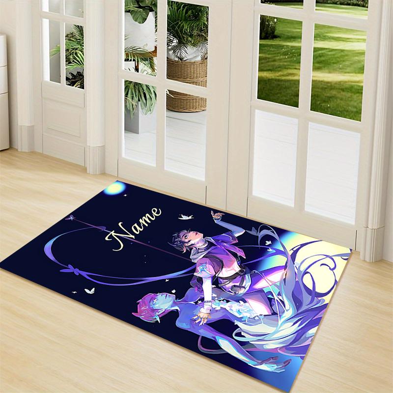 Custom Name Rainbow Fox Adventure Carpet Rug Customizable Soft Washable Anti-Slip Home Living Room Sofa Mats Personalized Rug. 0909161