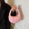 Niche versatile pleated plaid cloud bag underarm bag 2025 new cotton clothing bag fashionable and simple bubble handbag
