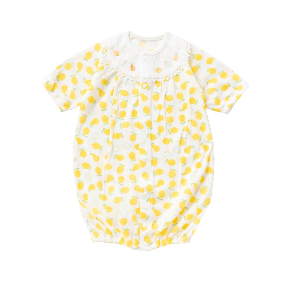 de Jersey Pear x Lemon Pattern Summer Length Sleeves Snap Newborn Baby Baby Clothes Cool Unisex Hospital Clothes Boys Girls Simple Cute Cotton [Cream