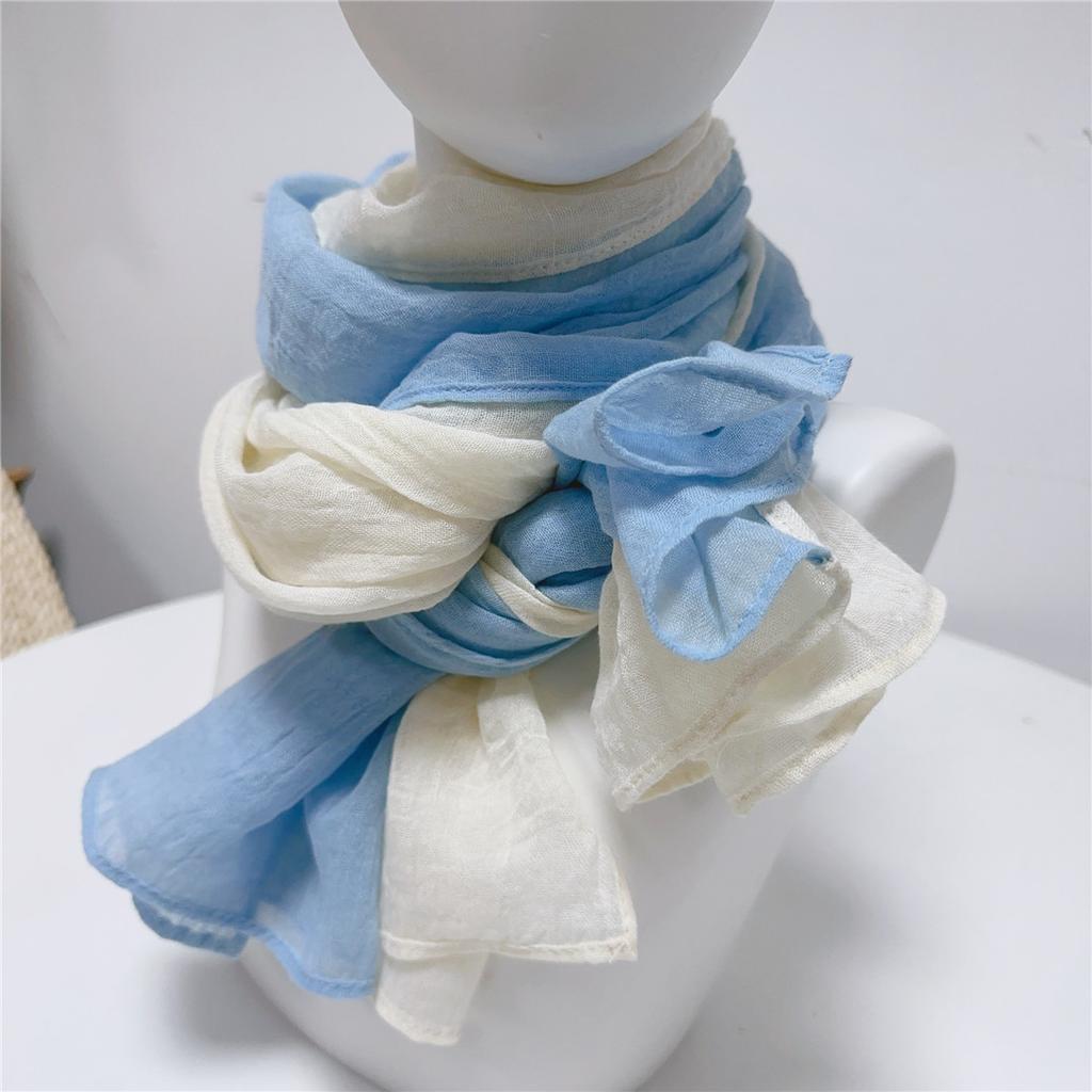 Linen Cotton Splicing Scarf, Long Cotton Warm Contrasting Shawl, Autumn And Winter Warm Literary And Japanese Women'S Scarf