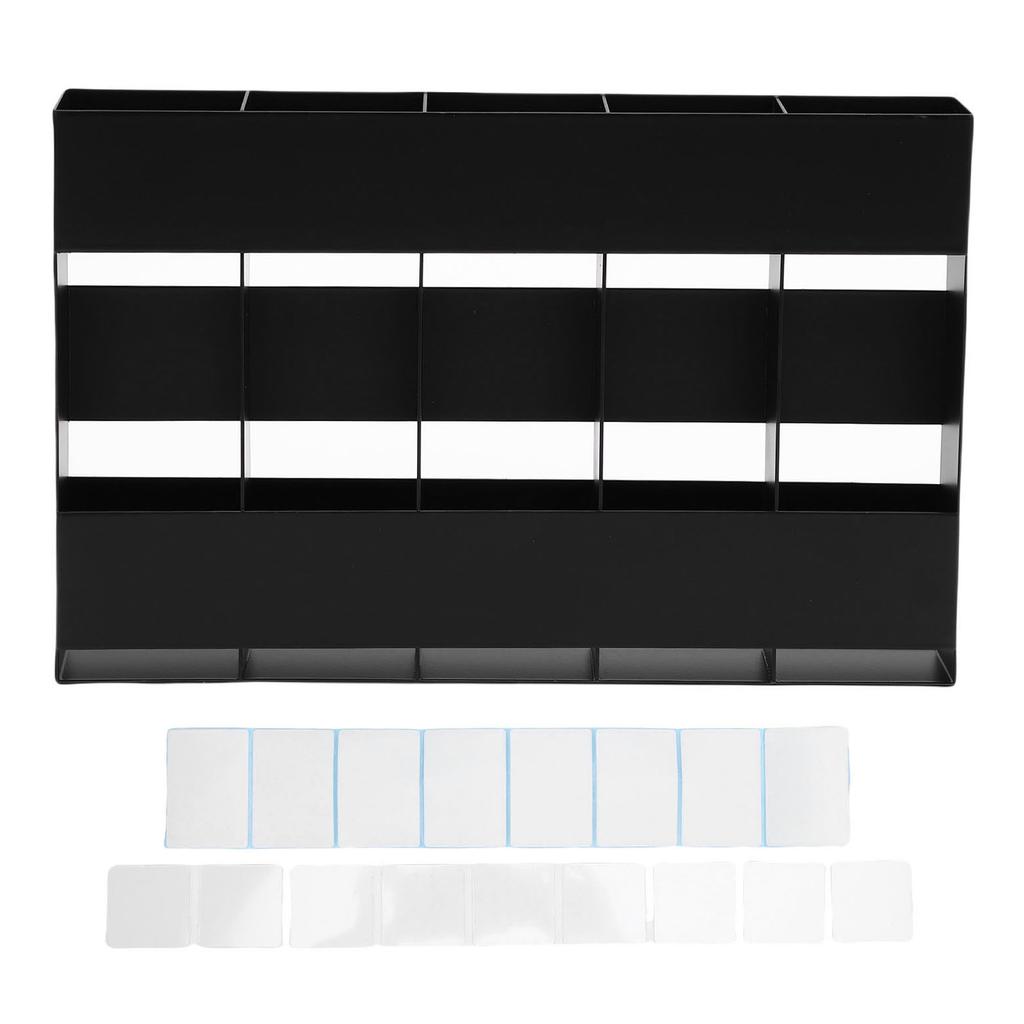 Straw Organizer Black 5 Compartment Space Saving Metal Straw Storage Holder with Double Side Adhesive Tape for Kitchen