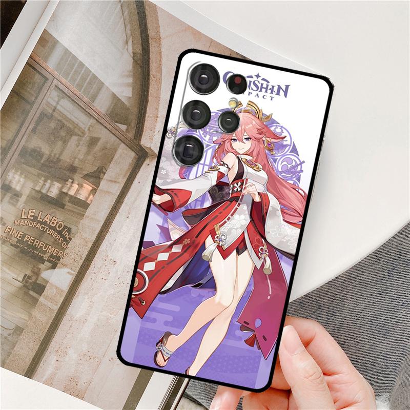 Genshin Impact Yae Miko Phone Case For Samsung Galaxy S24 Ultra S9 S10 S20 S21 S22 S23 Plus S24 FE S25 Ultra Cover