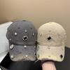 Torn Effect Rhinestone Baseball Cap Cotton Hip Hop Cap Luxury Tennis Cap  Urban Streetwear