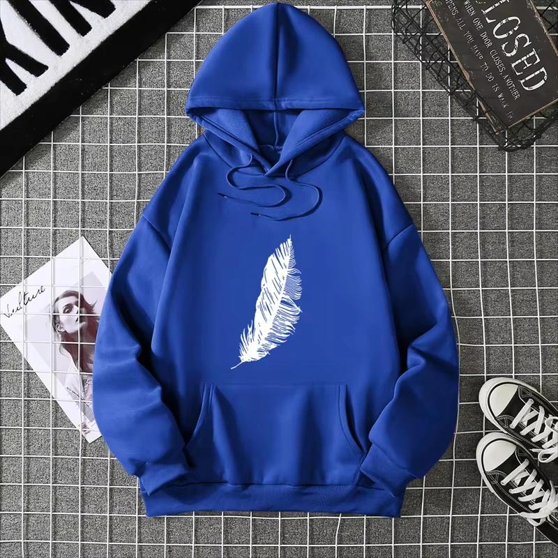 2025 Unisex Kapuzenpullover mit Blattdruck, passend für Paare, lange Ärmel, Streetstyle, modisch, vielseitig, Damen-Kapuzentop, Fashi