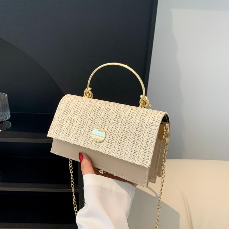 

Женская плетеная из соломы персонализированная красивая сумочка модная маленькая квадратная сумка текстурная универсальная на одно плечо сумка-мессенджер женская one size fits all