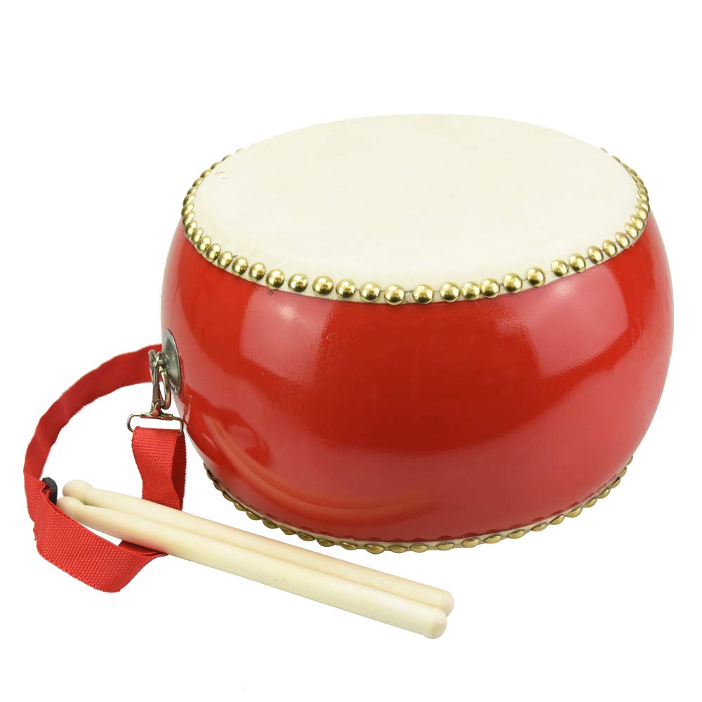 

fulfillingtime Japanese Taiko Drum, Small Drum, Authentic Cowhide Leather, Perfect for Events, Kids Percussion, Includes Strap, 26cm Diameter