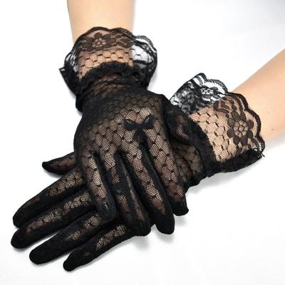 Mesh Bridal Gloves Transparent Tulle Mittens Fashion Bow Short Sunscreen Lace Gloves  Women
