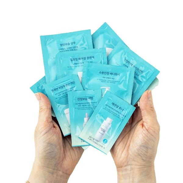مجموعة أدوات السفر لمستحضرات التجميل للسفر للعناية بالبشرة 8 أنواع، 3 أوراق، مجموعة مستحضرات التجميل الشعبية الكورية