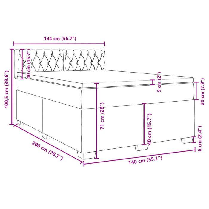 VidaXL Slat Bed Base with Mattress Taupe 140x200 Cm Fabric 3285922