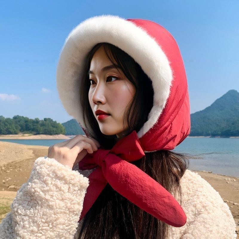 New Dual-Purpose Hat Doubles as a Bag for Warmth and Ear Protection Women's Winter Korean Style Fleece-Lined Thickened Ski Beanie