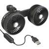 Autositz-Rückenkühlventilator 360-Grad-Drehung Auto-Kopfstützen-Belüftungsventilator USB-Aufladung Doppelkopffächer Nackenkühler Auto-Innenraum