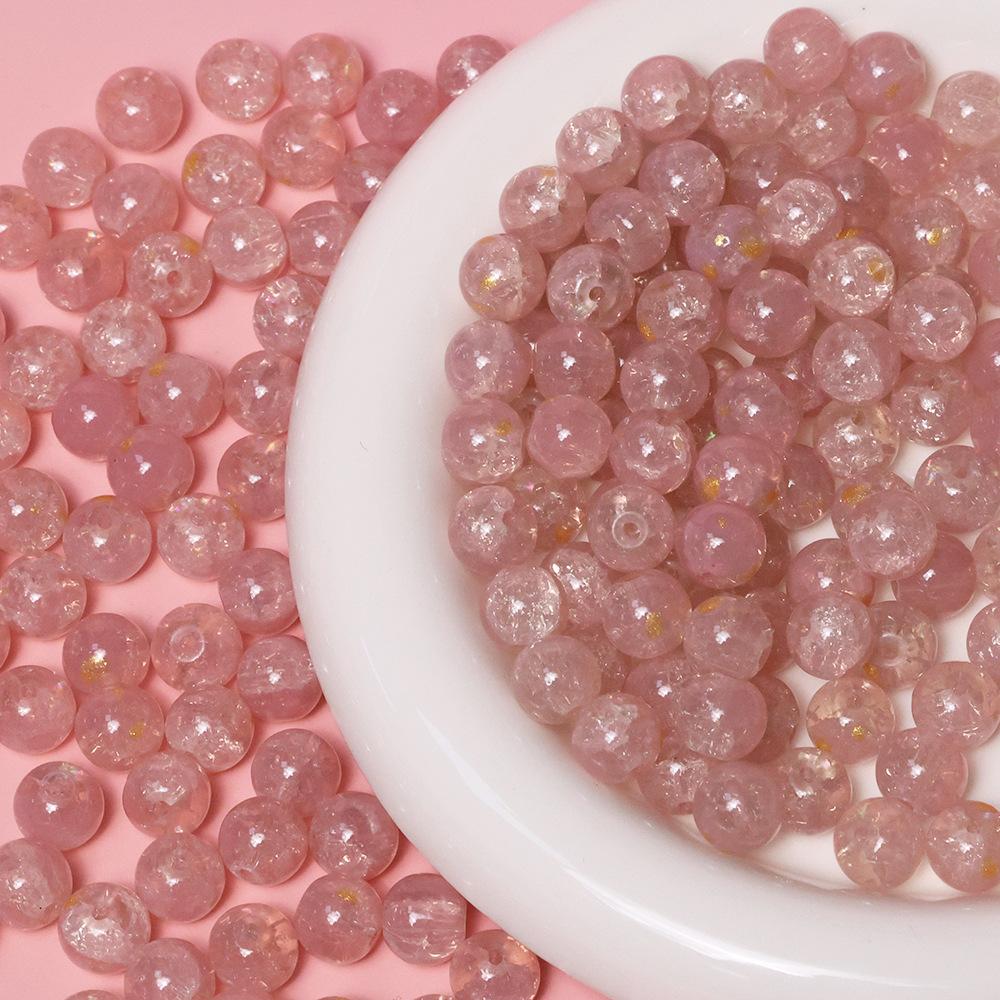 Yori 40pcs 10mm Imitation Crack Glass Beads Round Loose Spacer Beads for Jewelry Making DIY Bracelets Phone Chain Accessories