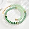 Boho Colorful Natural Stone Necklace for Women, Stainless Steel OT Buckle Rainbow Bead Choker Necklace ,Summer Handmade Jewelry