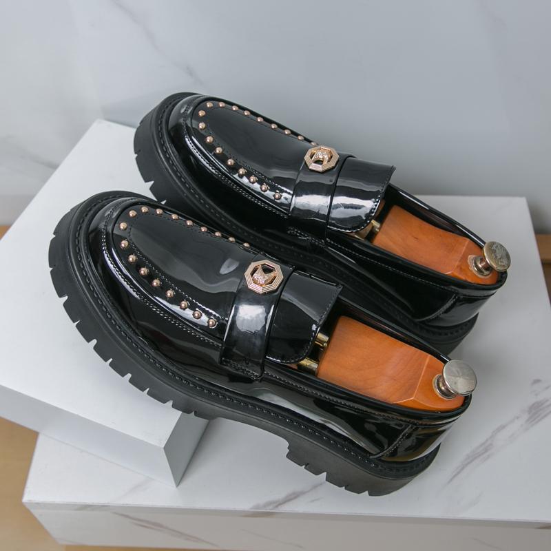 

Мужская обувь Деловые лоферы Черные Зеленые Повседневные На толстой подошве Противоскользящие Высококачественные Дизайнерские Кожаные туфли Социальная обувь Размеры 38-46 46 чёрный