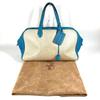 HERMES Victoria 43 Boston Bag Hand Bag Toile H / Leather Blue gene blue/Beige