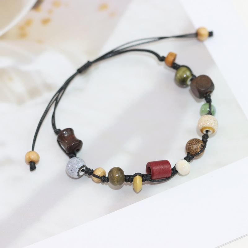 Ethnic Style Artistic Woven Jingdezhen Ceramic Hand Rope Student Children's Bracelet