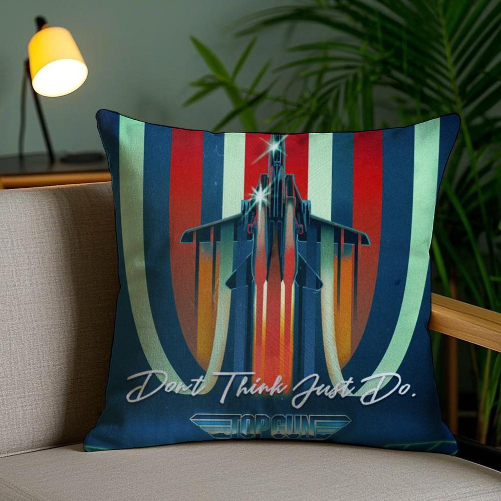 Classic Film T-Top Gun Cushion Cover Soft Short Plush Double-Sided Printing Home Decor Machine Washable Pillow Case Gift