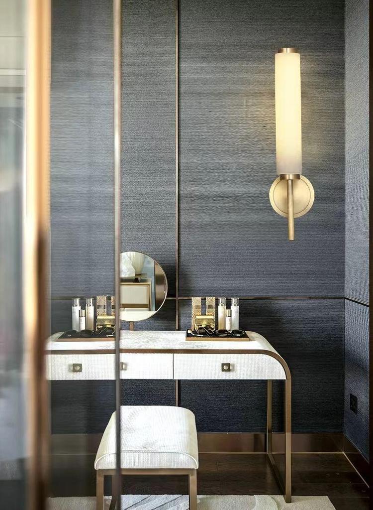 Elegant All-Copper Marble Wall Lamp for Living Room, Hotel, or B&B Corridor/Bedsides
