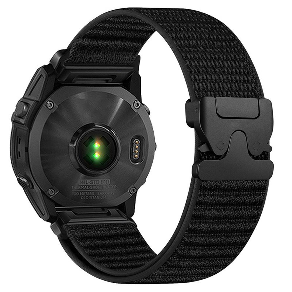 Nylon Watch Band for Garmin Fenix 7X Pro/7X/6X Pro QuickFit 26mm Parachute Buckle Woven Wrist Strap with Stainless Steel Connector