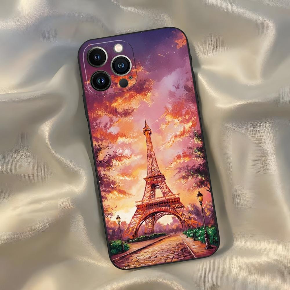 France Paris Eiffel Tower Phone Case for Iphone 16 15 14 13 12 11 Pro Max Xr X Xs Mini 8 Plus SE 2022 Black Soft Silicone Cover